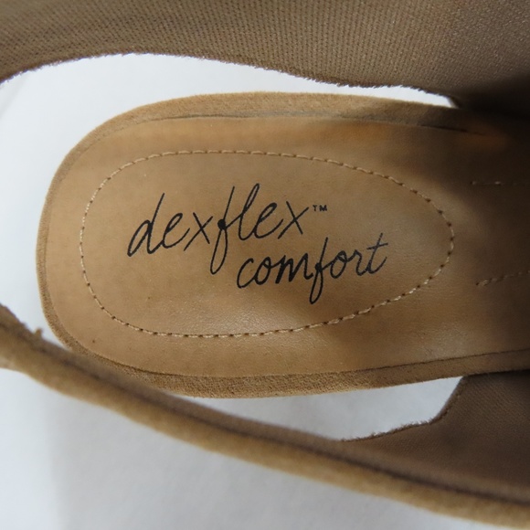 Dexflex Tilda Comfort Suede Tan Open Toe Block Heel Shoe Sz. 8 - Picture 6 of 8